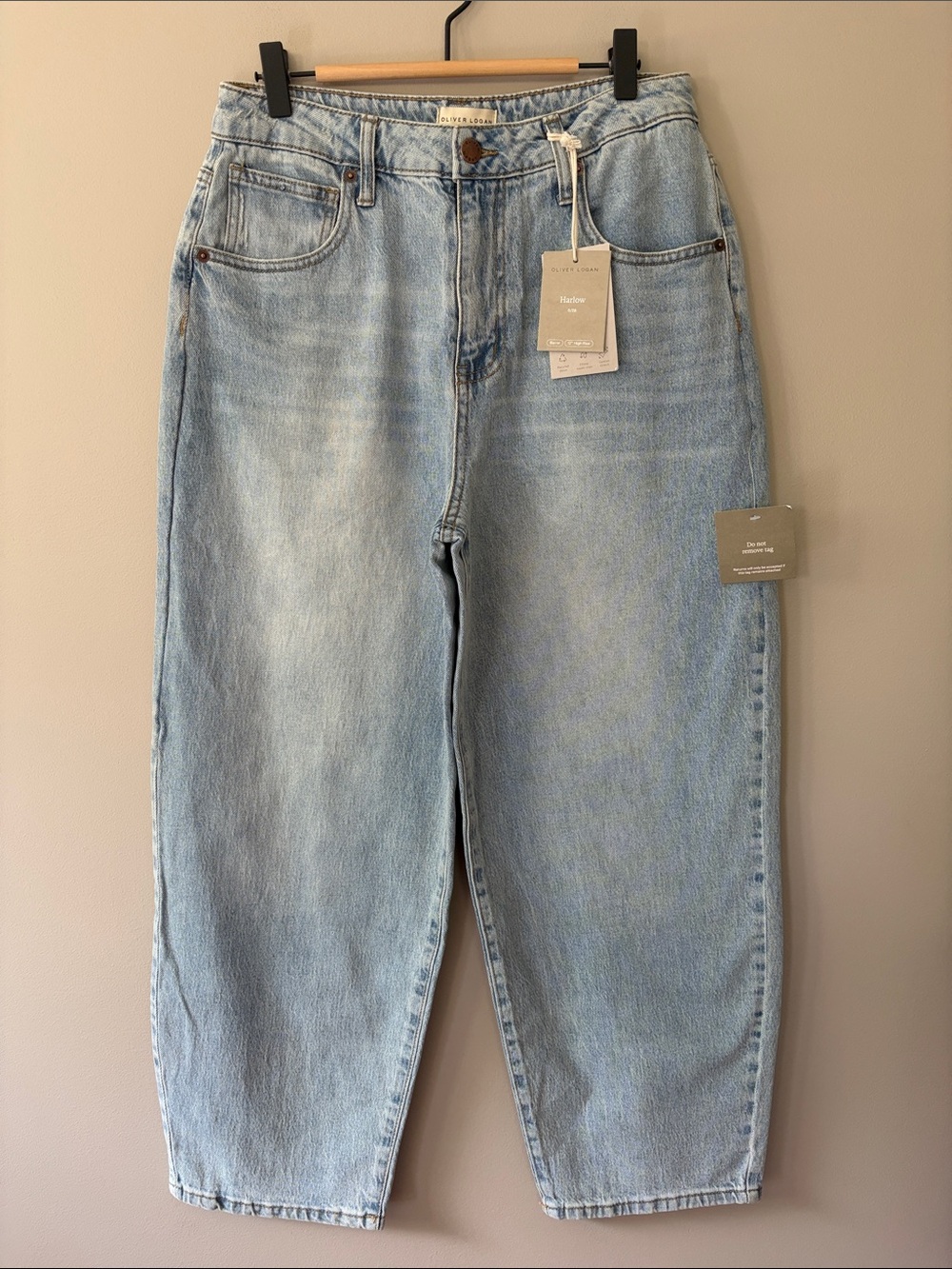Oliver Logan Harlow Barrel‎ Leg Jeans Blue High Rise Size 6/28 NWT Wide Leg